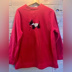 KAREN SCOTT VINTAGE RED VALENTINE'S DAY 3D SCOTTIE PUPPY - COTTAGE CORE TOP